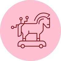 troyano caballo línea circulo multicolor icono vector