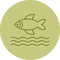 pescado línea circulo multicolor icono vector
