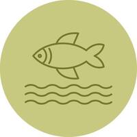 Fish Line Circle Multicolor Icon vector