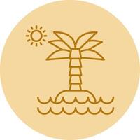 Desert Island Line Circle Multicolor Icon vector