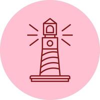 Lighthouse Line Circle Multicolor Icon vector
