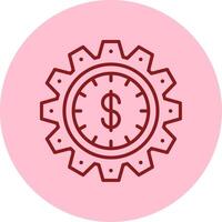 hora es dinero línea circulo multicolor icono vector