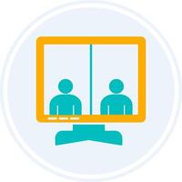 Online Meeting Glyph Two Colour Circle Icon vector