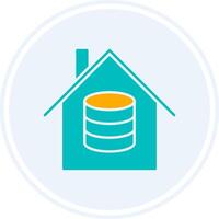 Data House Glyph Two Colour Circle Icon vector