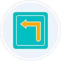 Turn Left Glyph Two Colour Circle Icon vector