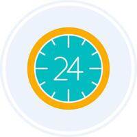 24 Hours Glyph Two Colour Circle Icon vector