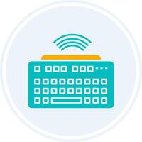 Wireless Keyboard Glyph Two Colour Circle Icon vector