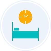 cama hora glifo dos color circulo icono vector