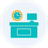 lugar de trabajo glifo dos color circulo icono vector