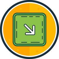 Down right arrow filled verse Icon vector