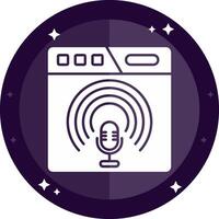 podcast sólido insignias icono vector