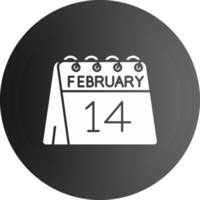 14to de febrero sólido negro icono vector