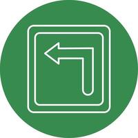 Turn Left Line Circle color Icon vector