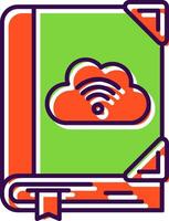 icono lleno de biblioteca en la nube vector