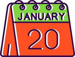 20th of January Filled Icon vector