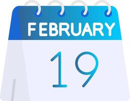 19th of February Flat Gradient Icon vector