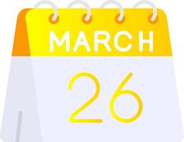 26th of March Flat Gradient Icon vector