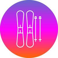 Skis Line Gradient Circle Icon vector