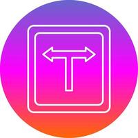 T Junction Line Gradient Circle Icon vector