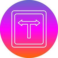 T Junction Line Gradient Circle Icon vector