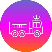 fuego camión línea degradado circulo icono vector