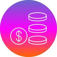 Coin Stack Line Gradient Circle Icon vector