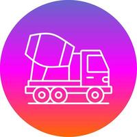 Concrete Mixer Truck Line Gradient Circle Icon vector