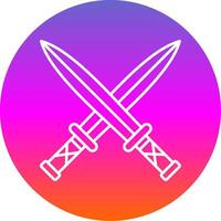 Two Swords Line Gradient Circle Icon vector