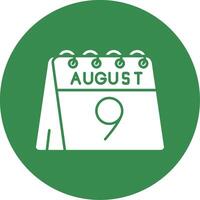 9th of August Glyph Circle Multicolor Icon vector