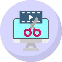 vídeo editor glifo plano burbuja icono vector