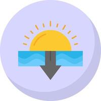 puesta de sol glifo plano burbuja icono vector