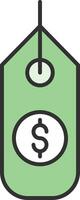 Dollar Sign Line Filled Light Icon vector