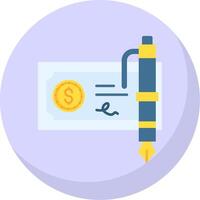 Bank check Glyph Flat Bubble Icon vector