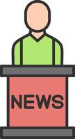 News Anchor Line Filled Light Icon vector