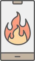 Flame Line Filled Light Icon vector