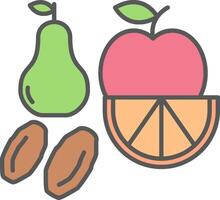 Fruta línea lleno ligero icono vector