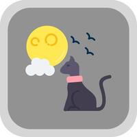 Black cat Flat Round Corner Icon vector