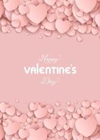 Happy Valentines Day background with pink hearts design vector