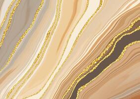 neutral toned liquid marble background with gold glitter effect vector
