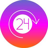 Open 24 Hours Glyph Gradient Circle Icon vector