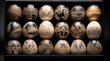 AI generated A sophisticated display of decorated eggs. photo