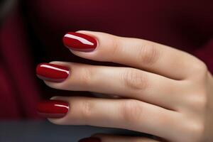 AI generated red nails style. photo