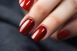 AI generated red nails style. photo