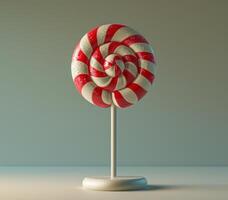 AI generated a red and white lollipop on a stand photo