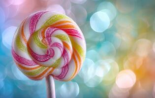 AI generated lollipop with colorful background photo