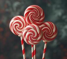 AI generated red and white lollypins on a stick photo