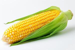 AI generated a green corn on a white background photo