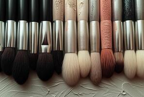 AI generated various makeup brushes and powder id photo