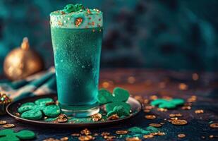 AI generated irish beer and sugary shamrock shaped shindig photo