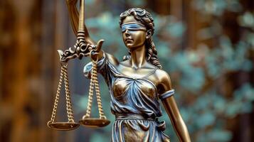 AI generated a statue of justice holds a scale of scales in her hands, photo